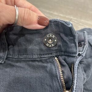 Carmar Navy Gray  Jean Shorts size 26 with frayed boho edge and striped pockets